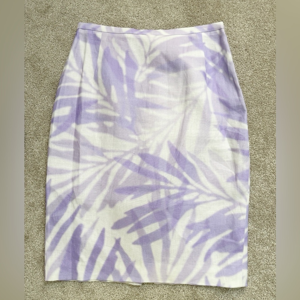 Michael Kors Collection - Pastel Tropical Palm Linen Pencil Skirt - size 4 - EUC